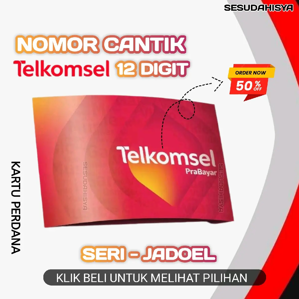 NOMOR CANTIK 12 ANGKA KARTU PERDANA TELKOMSEL SERI JADOEL TRIPEL 1 2 3 4 5 6 7 8 9 - BISA DIGUNAKAN DI SELURUH INDONESIA