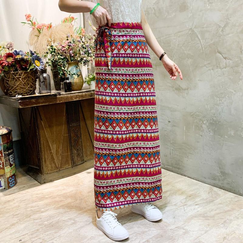 Product Introduction of Váy Một Mảnh Phong Cách Dân Tộc Bohemian, Hoa Thái Hòa, Phong Cách Dai, Dài Trung Bình Váy Buộc Dây Dành Cho Phụ Nữ, Thích Hợp Cho Mùa Hè Dress Women Khuy Cổ Tròn Khuy Cổ Tròn Voan 8