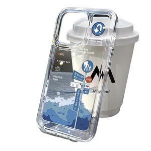 Compatible for IPHONE 6S 7 8 PLUS X XS XR 11 12 13 14 15 MAX PRO Signboard pattern transparent Acrylic TPU phone case