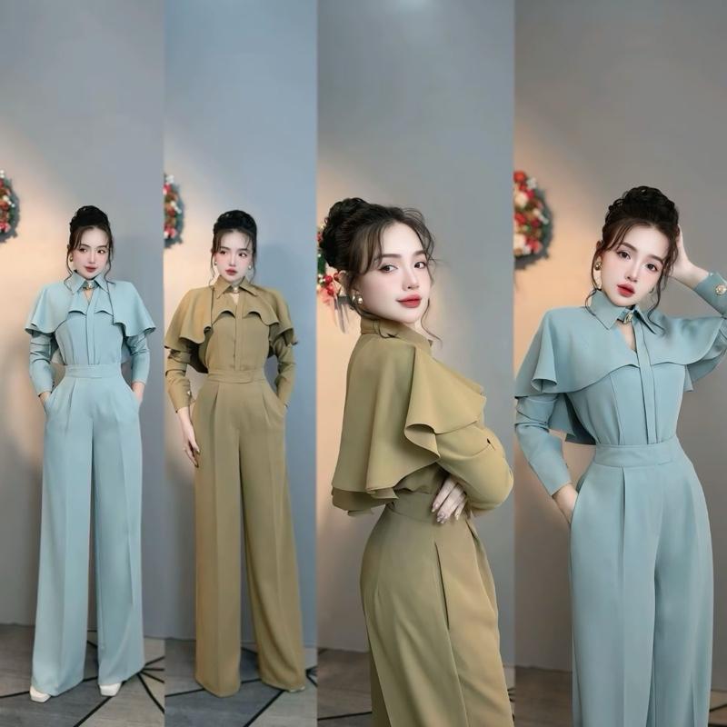 Bộ áo kiểu sơmi bèo dáng áo choàng + quần ống xuống . Tk Ngọc Dung Store dành cho nữ công sở đi chơi ,du lịch ...