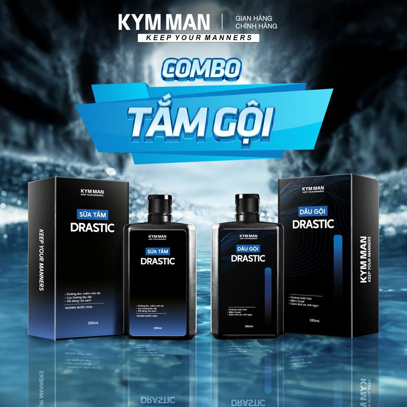 Combo Dầu Gội Sữa Tắm Hương Nước Hoa 350ml - KYM MAN DƯỠNG THỂ NAM