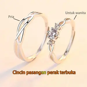【COD Rings】Cincin pasangan cincin priadan wanita cincin pasangan dengan berlian kadopernikahan Original Store Couple AdjustableAksesoris Anti karat anti luntur anti perubahanwarna  Elegan Perak Hadiah