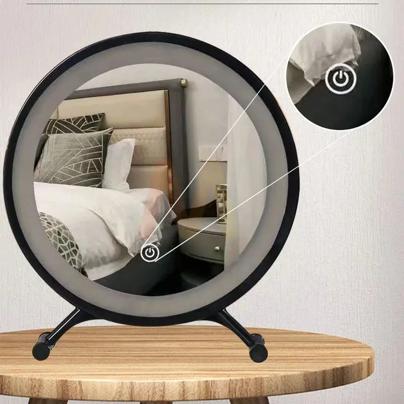 【COD】Cermin Rias LED Dengan Touchscreen Cermin Rias Bulat 40CM Cermin Minimalis Makeup Mirror 8