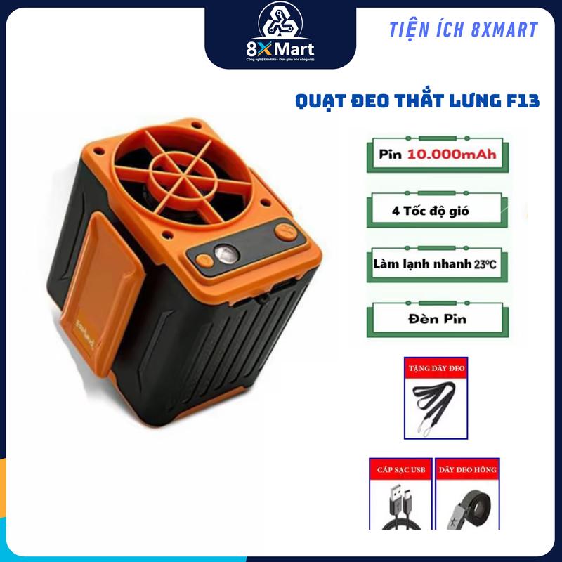 Quạt Đeo Thắt lưng F13 - kiêm sạc dự phòng - dung lượng 10000mah, sử dụng liên tục 12-30 tiếng, điều hòa và làm mát cơ thế