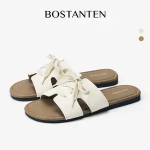 [LuxChoco Milky Sandals] BOSTANTEN Sandal Flat Wanita Terbaru Slop Flat Sol Karet Anti Licin Sendal Cewek Kekinian