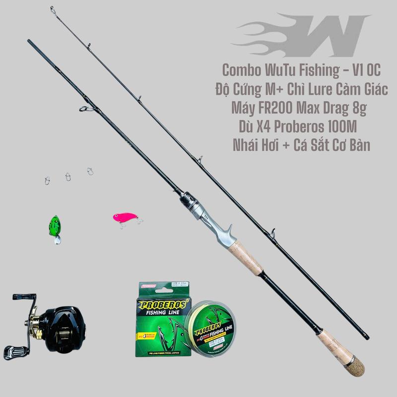  Combo Cần Câu WuTu Fishing - V1 OC Bản Nâng Cấp Máy FR200 - V1 OC 