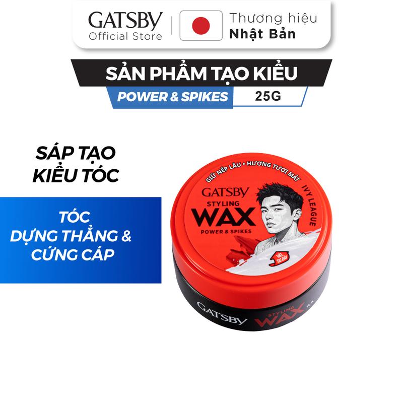 Sáp vuốt tóc GATSBY Styling Wax Power & Spikes B, tạo kiểu tóc dựng thẳng & cứng cáp giữ nếp 8h, 25g