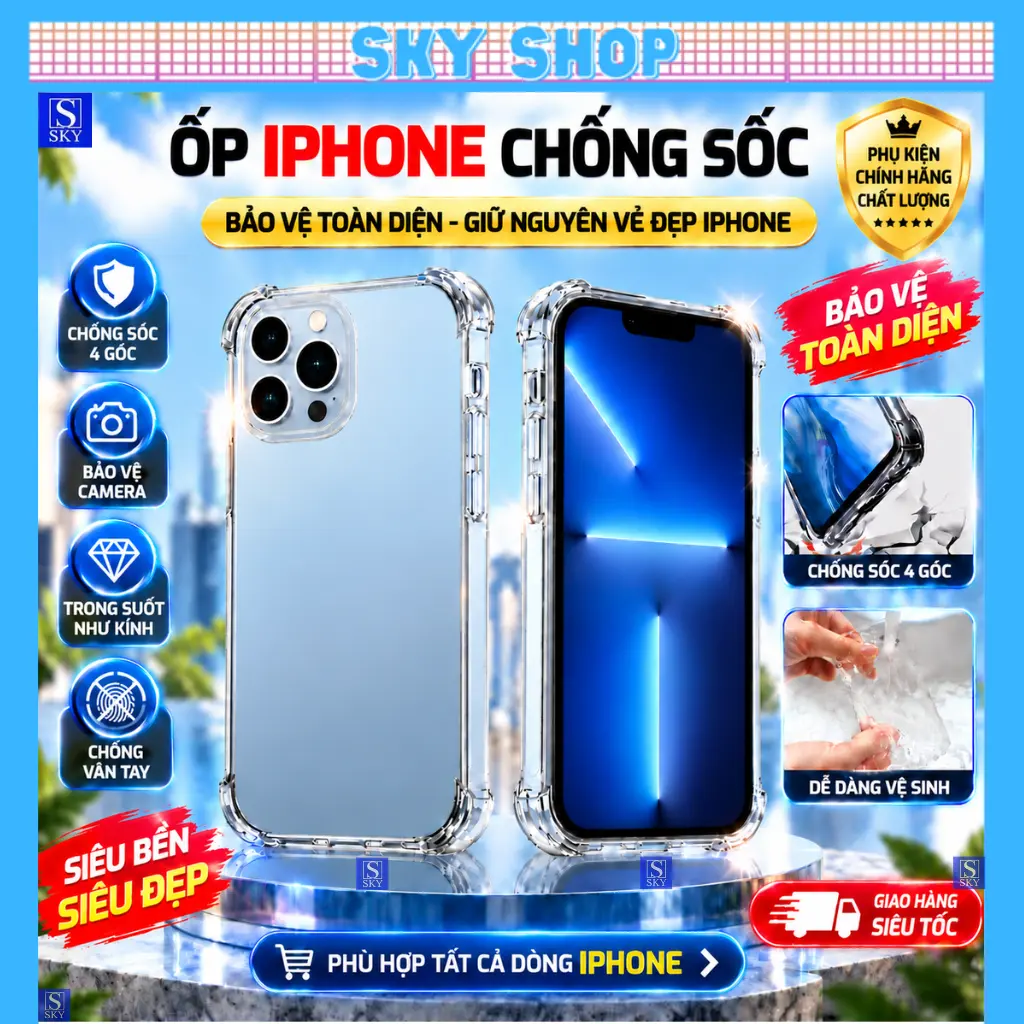 Ốp iphone trong suốt chống sốc dành cho ip 17 ProMax 17 Air 16 ProMax 16Plus 16Pro 15 Pro Max 14 Plus 13 ProMax 12 Pro Max 11 Pro Max Xs Max X 7 8 Plus - bảo vệ Camera