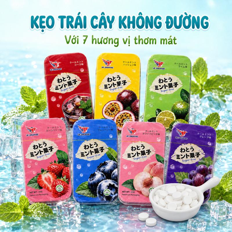 Kẹo Trái Cây Không Đường 7 Vị – Mix Nhiều Hương Vị, Thơm Ngon Dễ Ăn, Tiện Mang Theo