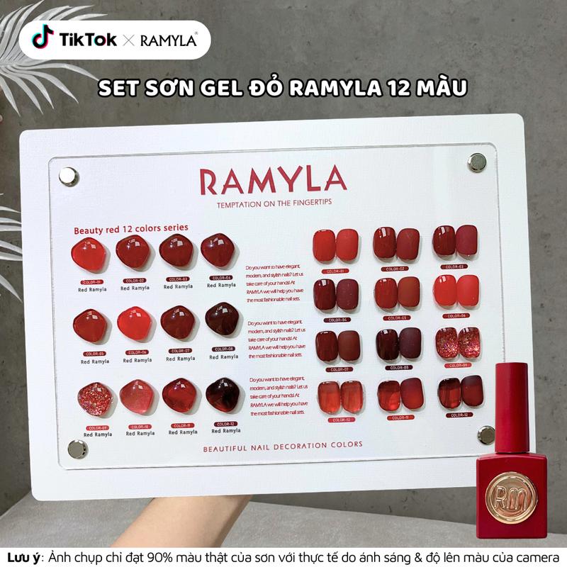  Set sơn gel đỏ RAMYLA 12 màu Tuxi Nails 