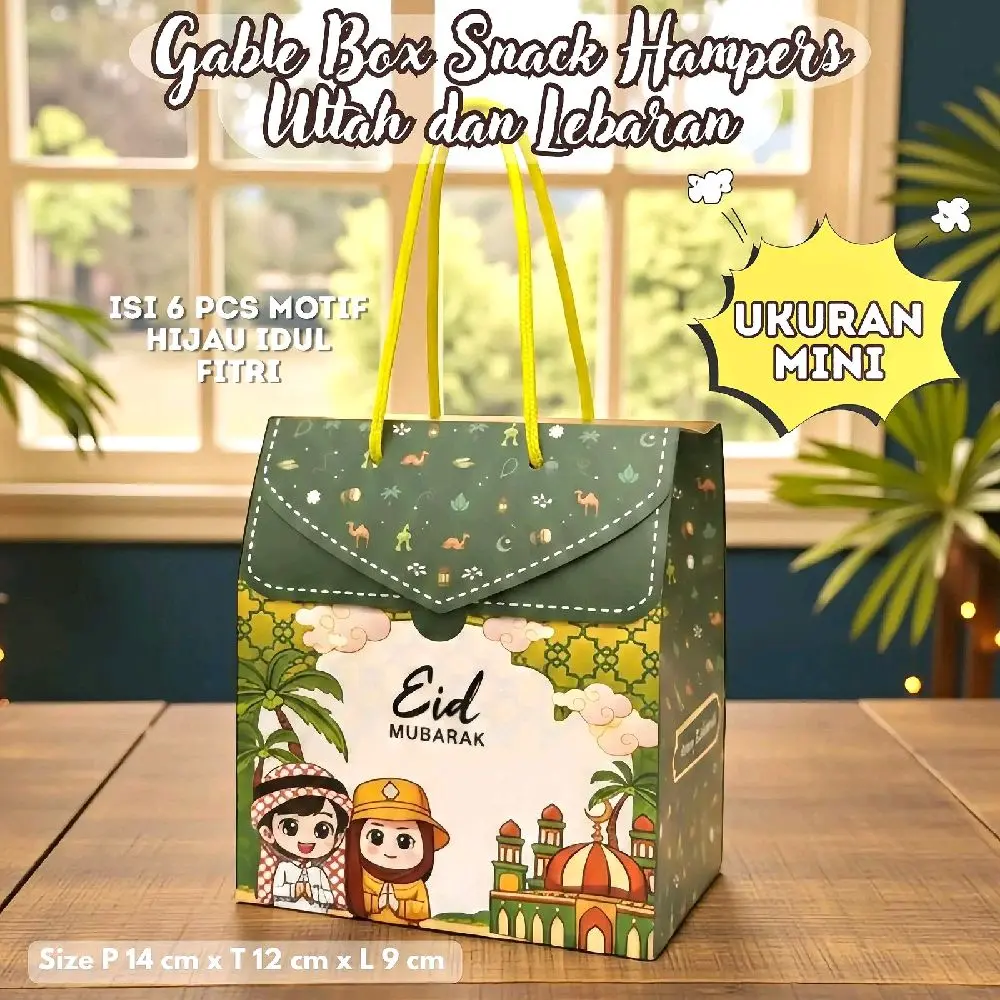 BOX MINI HIJAU IDUL FITRI ISI 6Pcs