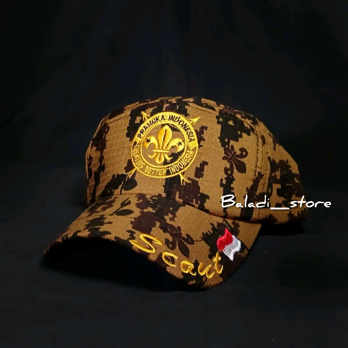 COD || Topi pet loreng pramuka Aksesoris topi pet pramuka drill Anti luntur