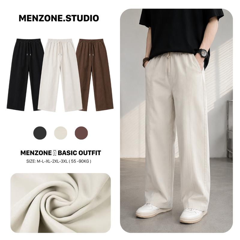 Quần Kaki form rộng dáng suông by Zonef Studio, Quần ống rộng cạp chun chất…