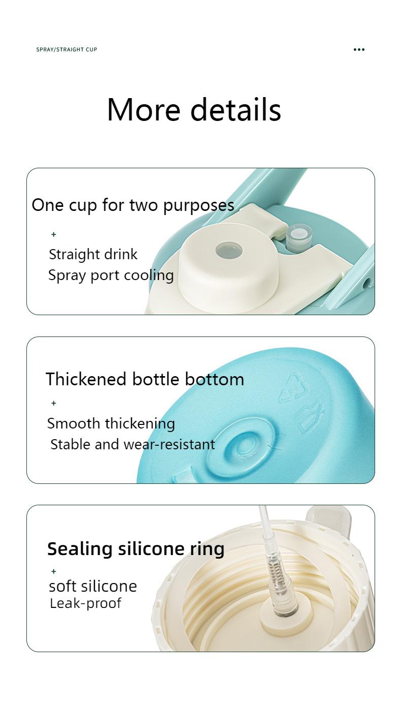 Product Introduction of Sports outdoors Water Bottles Kitchenware Spray Water Cup Large-capacity Men and Women Sports Food Grade Student Cooling Portable Kettle Jet Water Spray Cup Drinking Cup 11