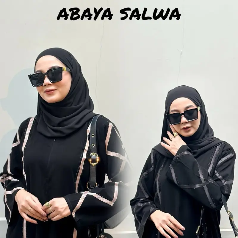 ABAYA SALWA LIST COKSU DAN HITAM ALKHATIB COLLECTION gamis arab syari busana muslimah dress wanita
