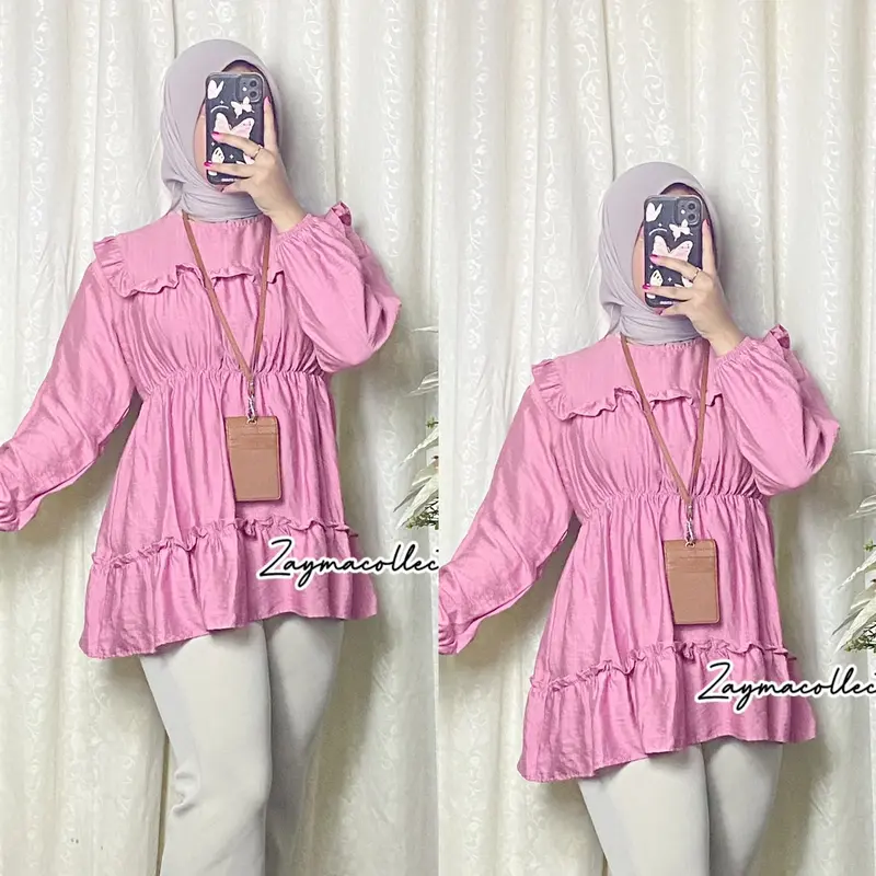 Zayma Blouse Humaira Pollo Linen Premium LD 110 cm Atasan Wanita Nyaman 7