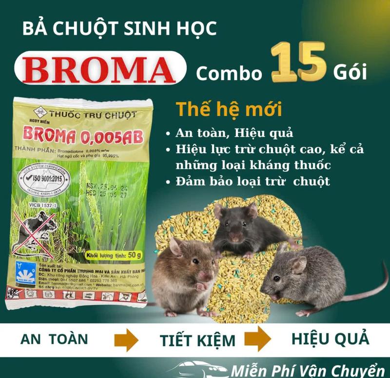 10 Gói Lúa Thóc BROMMA Trừ Chuột Thành Phần Sinh Học Mới AN TOÀN - CHẤT LƯỢNG - HIỆU QUẢ CAO