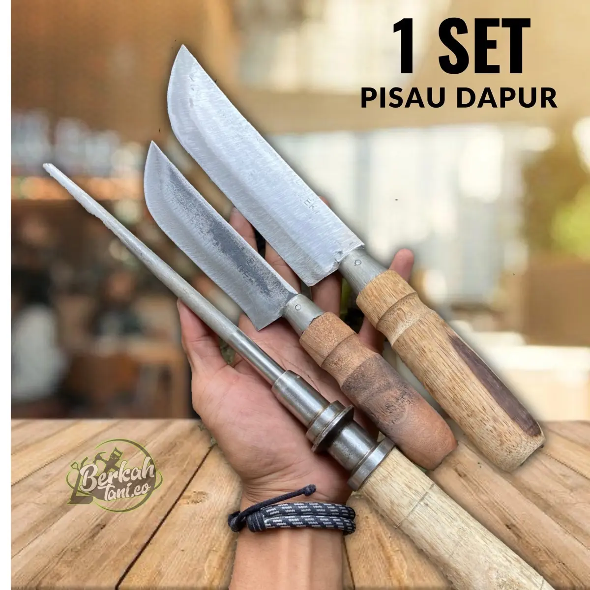 Pisau Dapur Serbaguna Baja Asli Pisau Iris Buah Pisau Daging Super Tajam Pisau Gagang Kayu Multifungsi