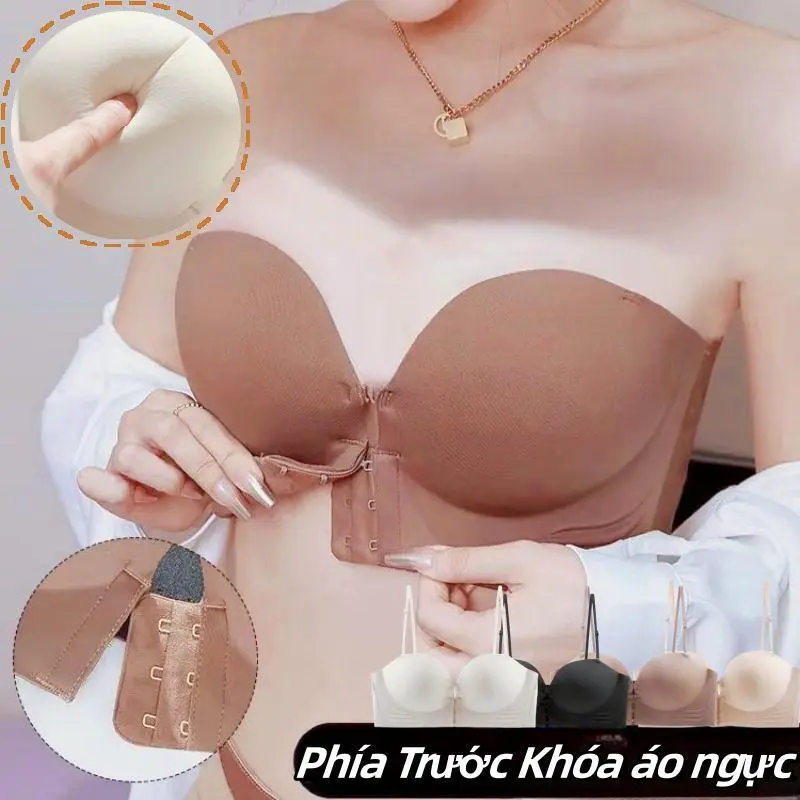 Trước Khóa Áo Ngực Nữ Push Up Bra Traceless Vô Hình Áo Ngực Không Trơn Trượt Áo Ngực Nữ Có Thể Tháo Rời Dây Đeo Vai Quần Lót