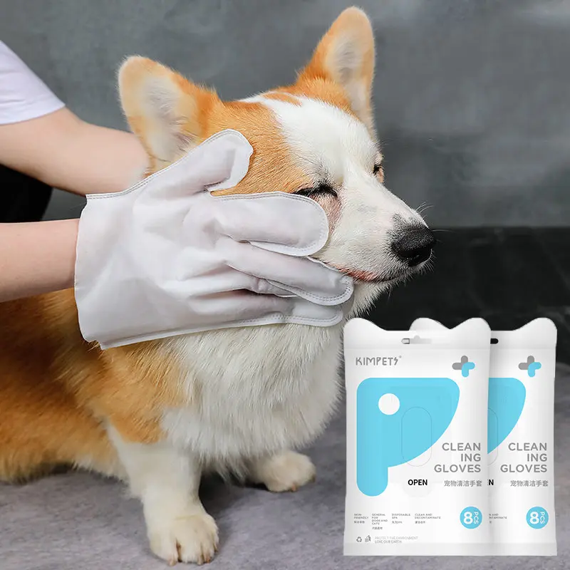 8Pcs/Pack Disposable Pet Stain Remover Wipes Non-Woven Fabric Glove