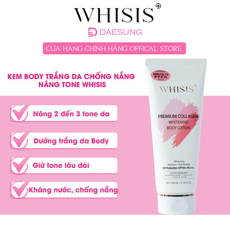 Kem Body dưỡng trắng da Nâng Tone Chống nắng WHISIS Premium Collagen Whitening Body Lotion 200ml Dưỡng Body Làm Đẹp Da