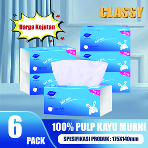 【Harga pabrik】6 pcs Tisu wajah 300 helai 3ply Tisu murah gratis ongkir halus lembut aman untuk kulit bayi Ukuran kertas 140mm × 175mm   -CLASSY