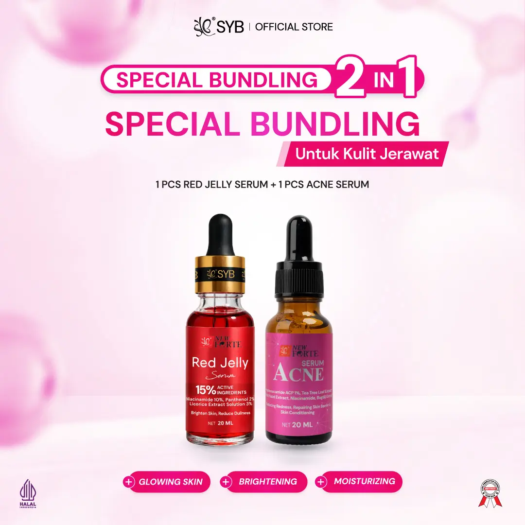 【BEST SELLER】Combo Serum Wajah Lengkap | Brightening + Acne Solution (2in1 Bundle) - Red Jelly Serum + Acne Serum 20ml