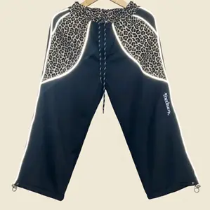 celana reflektif bahan fleece kombinasi corak loreng abu dan loreng kuning / celana reflektif menyala loreng / celana reflektif panjang Anak Gaya Fashion