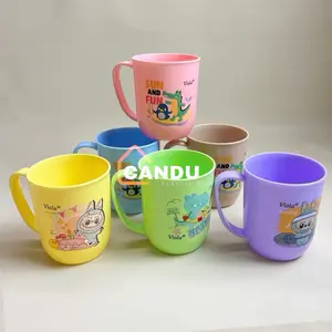 [6 Pcs] Cangkir KAORI BY VIOLA | Gelas Plastik Gambar Karakter Anak Dengan Gagang || Tahan Panas || Tempat Minum Anak || Mug plastik Minuman