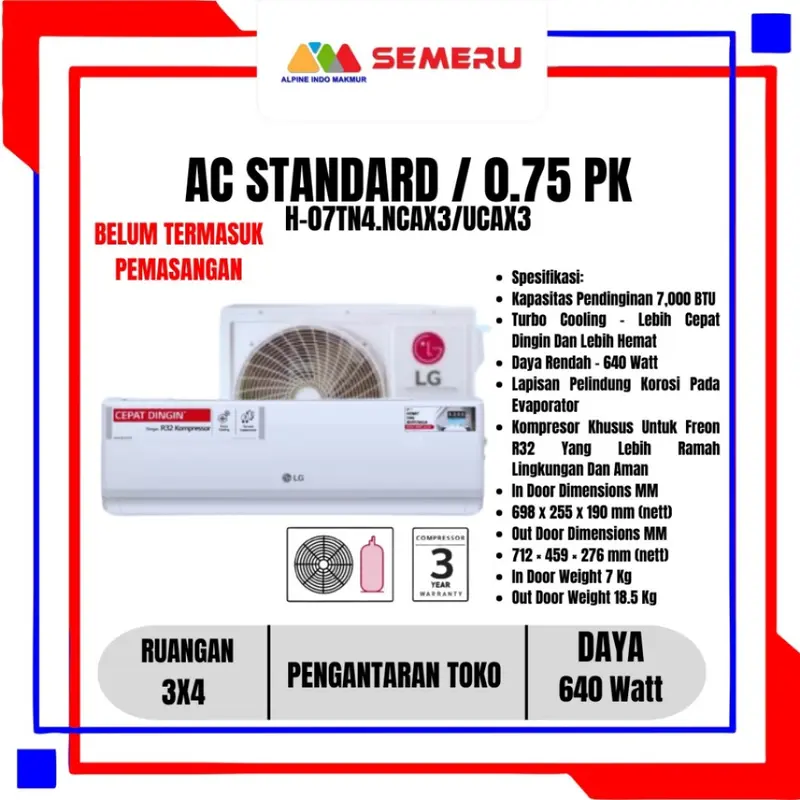AC STANDARD LG NEW Hercules Air Conditioner Standard Unit Only Khusus Makassar 2