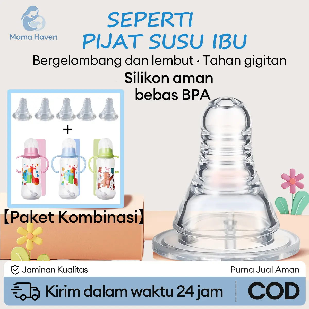 【Banyak PCS】Angel Mommy Dot Bayi Silikon Standar Diameter Lembut Dan Anti Kolik Dot Mulut Standar XNZ