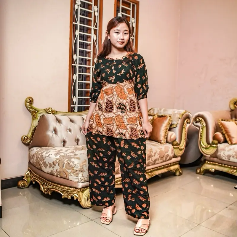Setelan celana panjang batik cap super premium LD 115cm Motif Menyusui 6