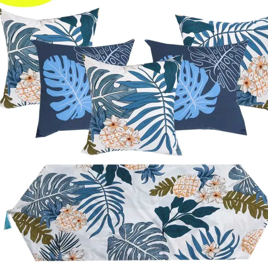 SATU SET 5 SARUNG BANTAL SOFA +1 TAPLAK MEJA untuk sofa ruang tamu