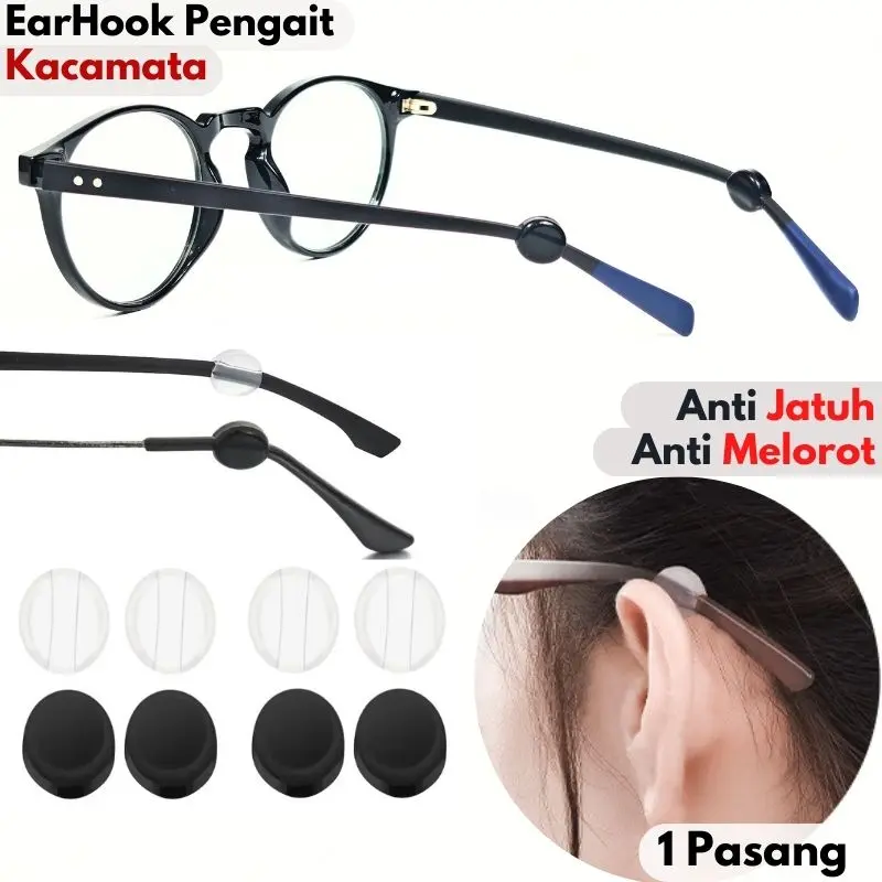 1 Pasang - Earhook Pengait Kacamata Silikon Anti Slip Ear Hook Penahan Tangkai Kaca Mata Anti Melorot