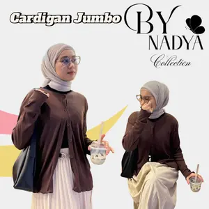 Nadya Collection Cardigan Wanita Jumbo Ld 110-120 Bahan Knit Rib Premium