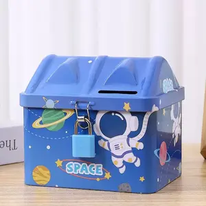 Celengan Fancy Rumah Gembok Lucu  Biru Pink