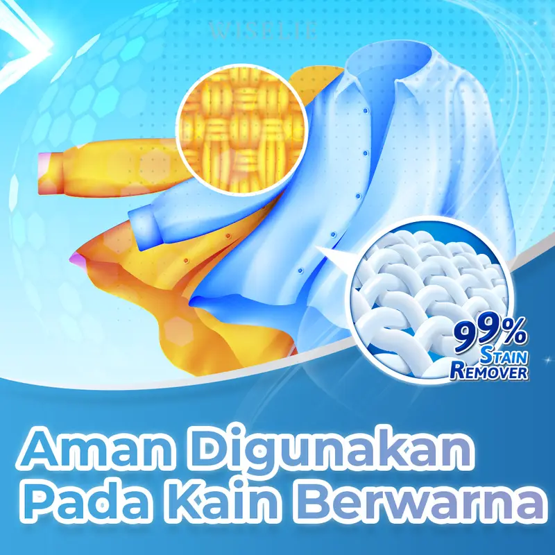 Wiselie Spesial Pembersih Bantal dan Mukenah Cloth Stain Remover Pembersih Penghilang Noda bandel Pakaian Pencerah Warna Pakaian Kain Jamur Sarung bersih 3
