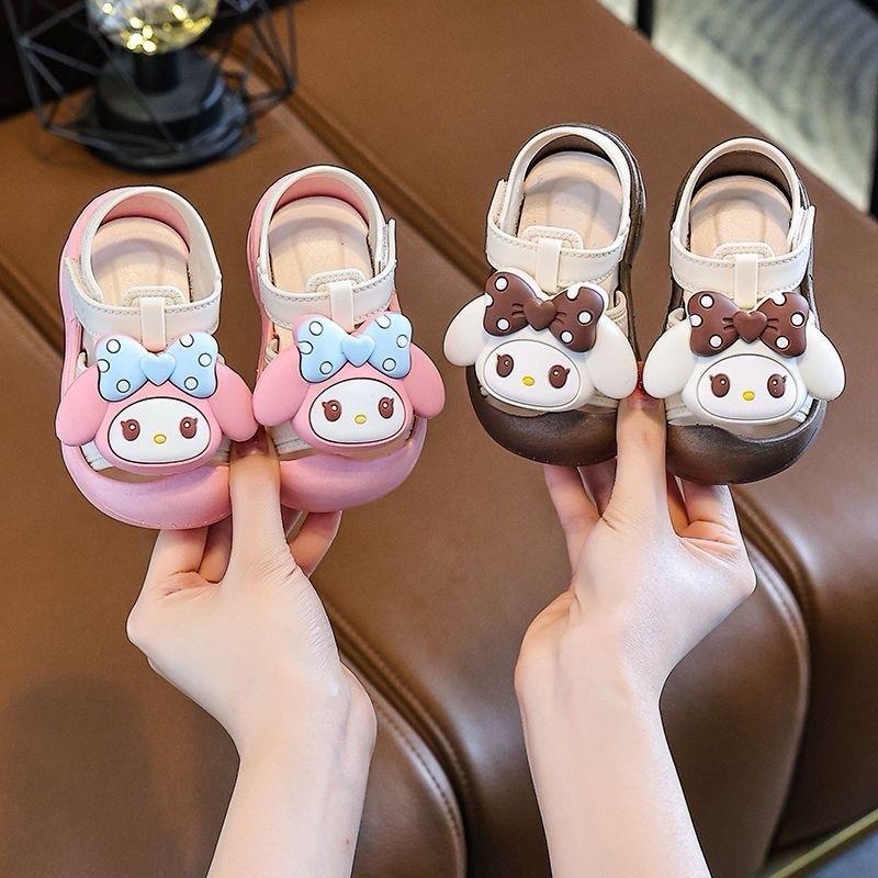 Giày đi học quai dán xăng đan cho bé gái đi học hình thỏ melody mèo dễ thương