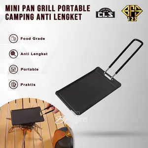 Pan Grill Anti Lengket Portable Camping 1 Set Handle Gagang CLS