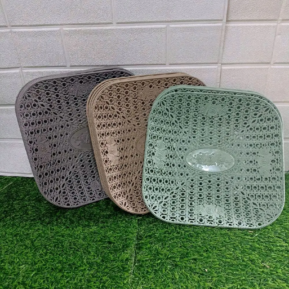 (12pcs)piring rajut mawar plastik by ERIKO piring hajatan Kitchenware Hijau abu abu coksu