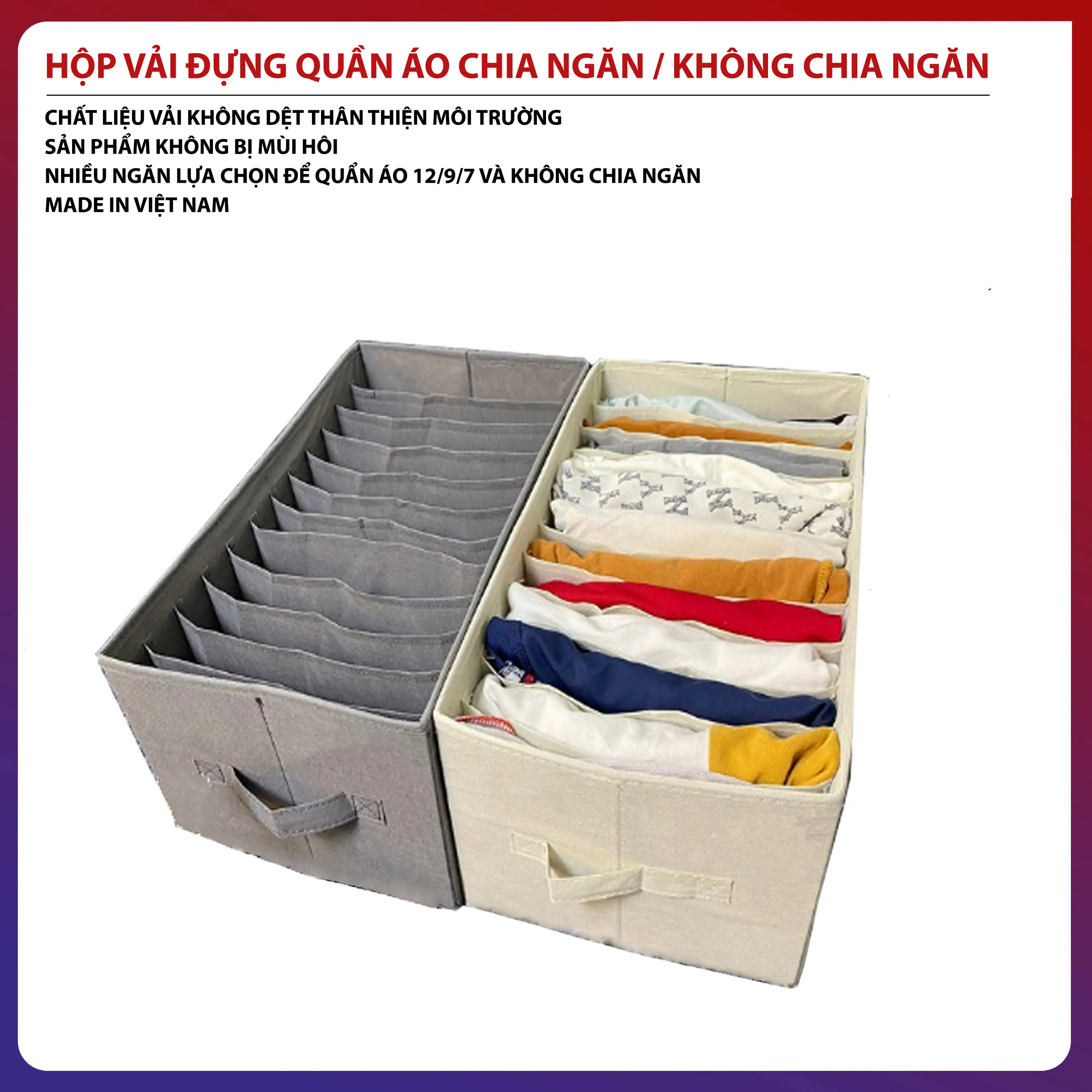 Hộp Vải Đựng Quần Áo Chia 12 Ngăn Túi Để Quần Áo, Khăn Tắm, Có Name Tag Sắp Xếp Tủ Quần Áo Gọn Gàng, Tiện Ích