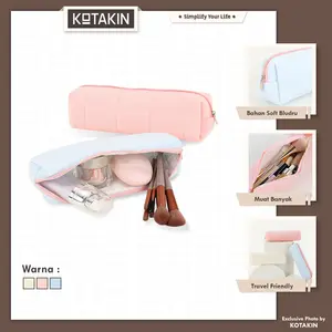 KOTAKIN Pouch Lucu Tas Makeup Velvet Aesthetic Pastel Kotak Pensil Cosmetic Bag Portable Travel Serbaguna