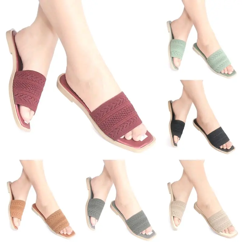 Sandal teplek wanita bahan rajut