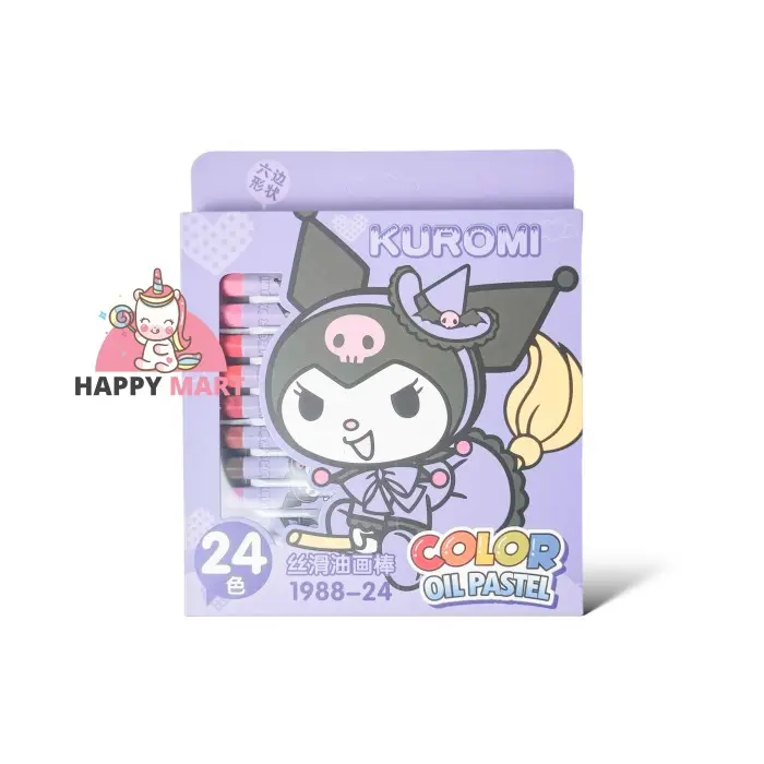 Crayon oil pastel 24collors motif sanrio kuromi / cinnamoroll