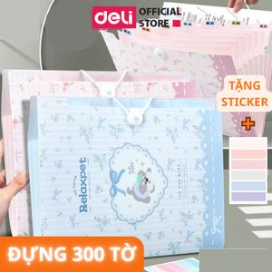 Cặp Túi Đựng Tài Liệu A4 Deli - File Đựng Tài Liệu Hồ Sơ 8 Ngăn Túi Hồ Sơ Văn Phòng File Lưu Trữ Đa Năng Trong Suốt Pastel