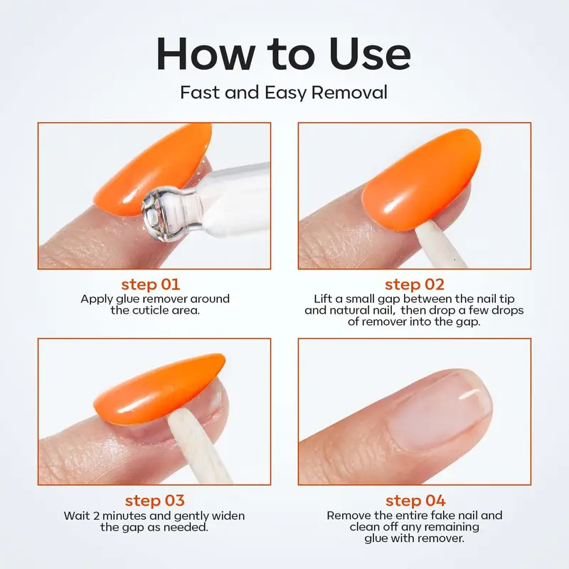 Modelones Nail Glue Remover for Press On Nails, 60 ML Press On Nails Remover for Nails Press Ons Nail Tips Acrylic Nails, Nail Polish Remover with Crystal Stick 6