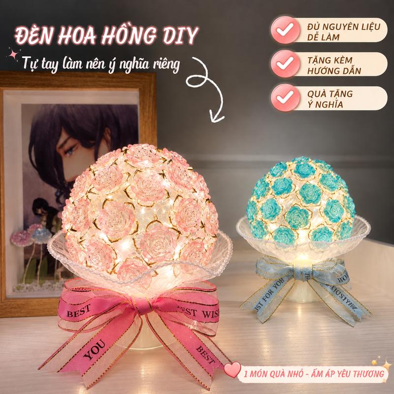 [Tặng Túi - Thiệp] Đèn Hoa Hồng Nhựa Phát Sáng Hot Trend - Quà Tăng Người Yêu, Quà Tặng Handmade, DIY,Quà Sinh Nhật,8 tháng 3, 20 tháng 10, valentine, Noel,.. T51