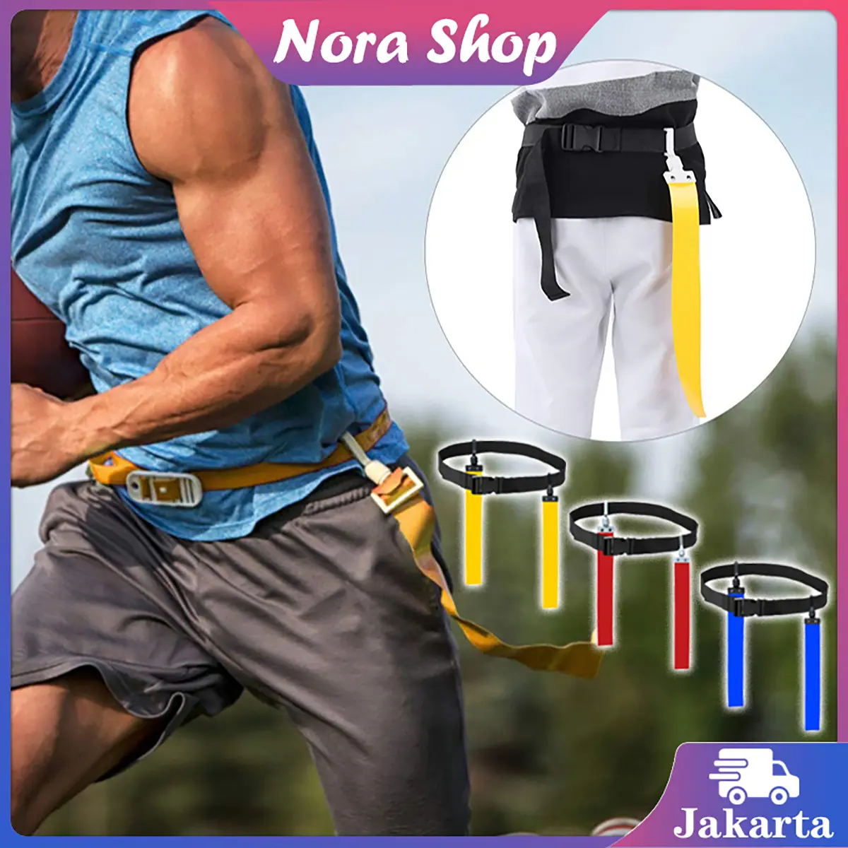 Adjustable Rugby Flag Tag Waist Strap Profesional Pelatihan Pita Sabuk Gesper American Football Waist Flag