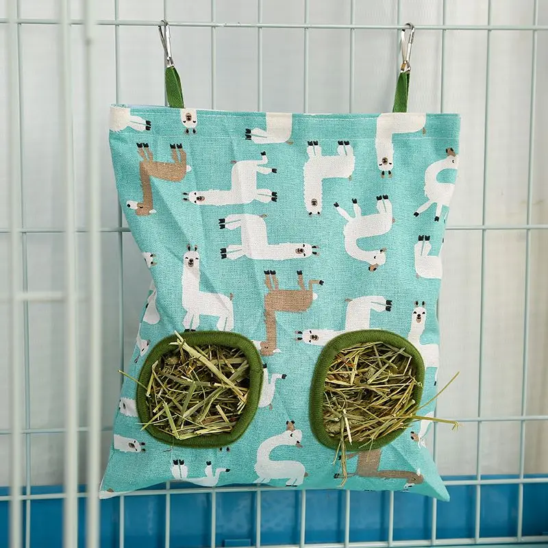 Rabbit hay feeding bag Hanging storage hay feeding bag Can be hung in the cage Suitable for rabbits guinea pigs Small animals