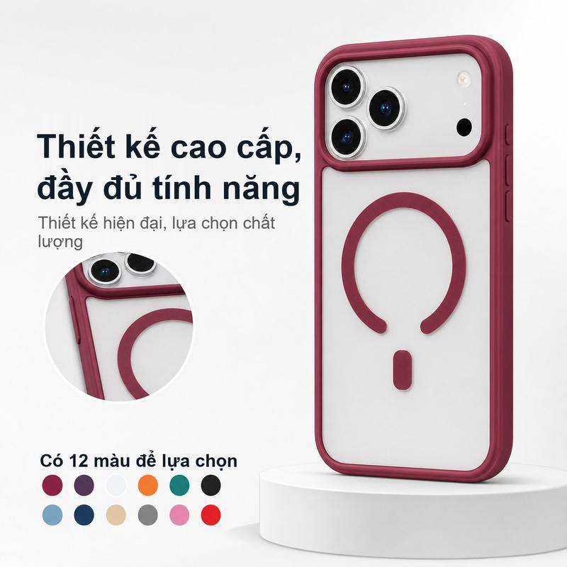 Ốp Lưng PC Mềm Mịn Từ Tính Bao Phủ Toàn Diện, Magnetic Case For iPhone 13-18 / 13-18 Pro / 13-18 Pro Max / 14-15 Plus / 16e / 17e